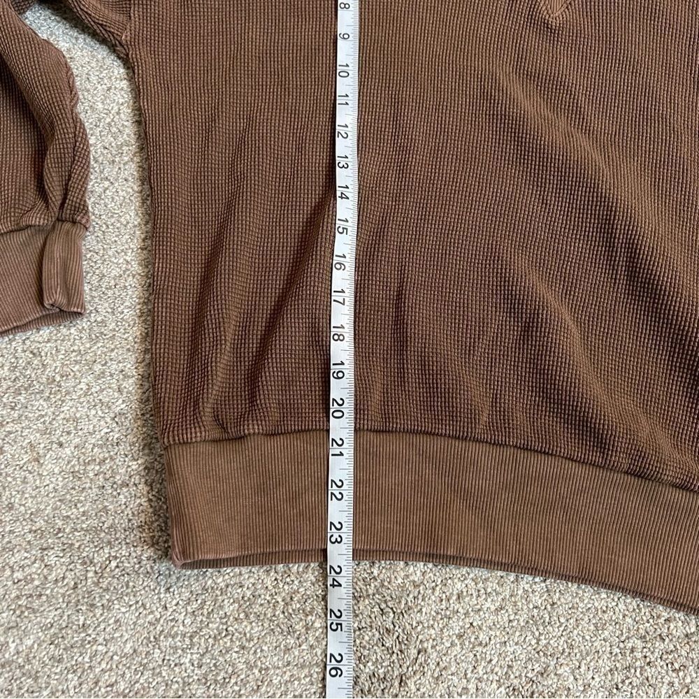 free people movement brown waffle knit thermal pullover hoodie size medium new - Picture 11 of 12
